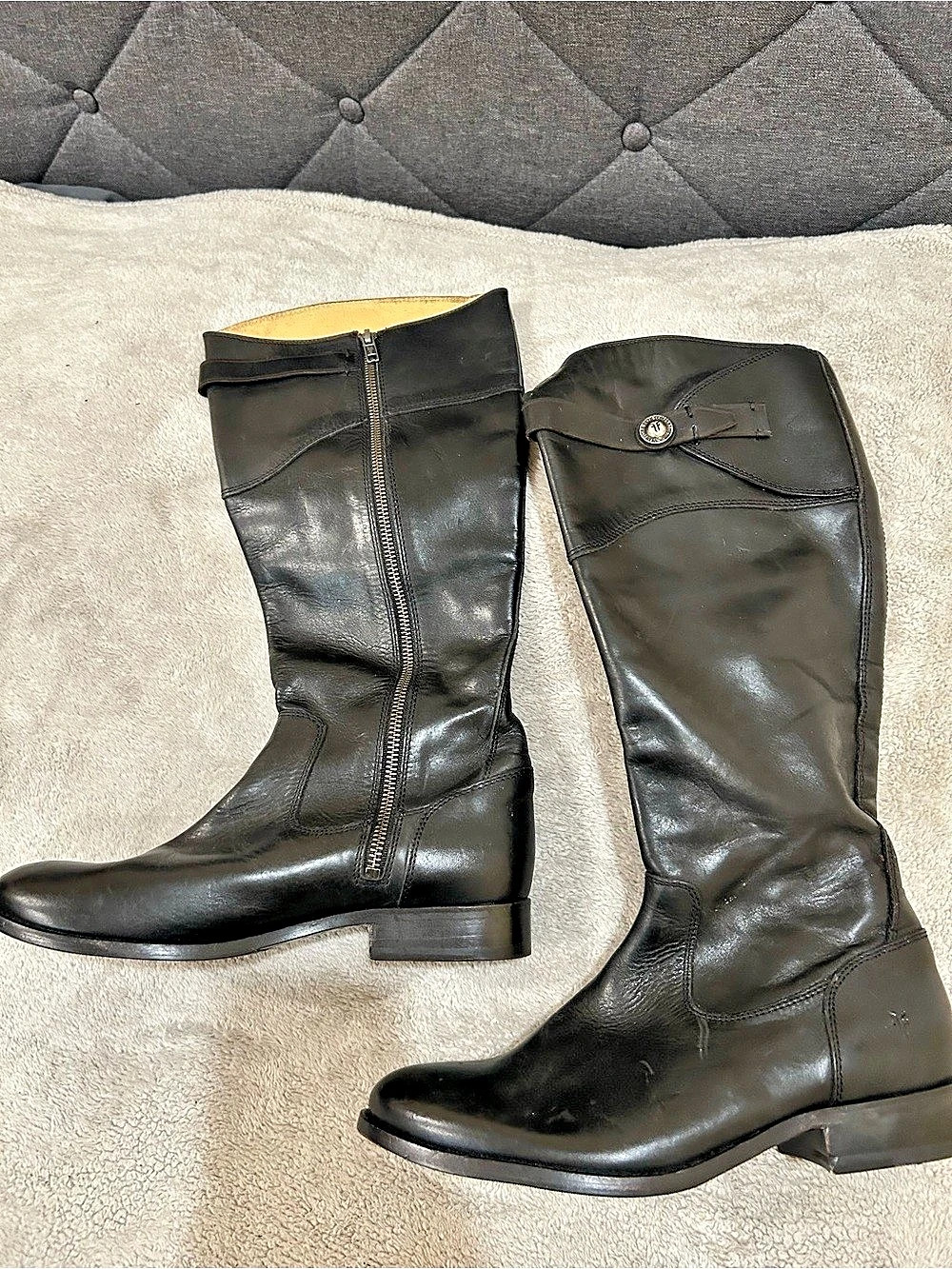 Frye Melissa Button Inside Zip Boot Black Over-the-Knee Boots
